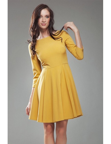 Sukienka damska z rękawem 3/4 rozkloszowany dół, Nife s19