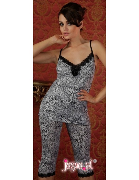 Jasmine piżama damska na ramiączkach spodnie 3/4, De Lafense 876