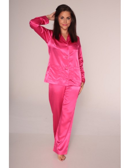 Classic pajamas women's satin long sleeves long trousers, De Lafense 934