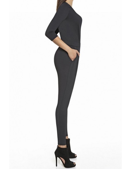 Czarny kombinezon damski długi Bas Bleu Violetta 