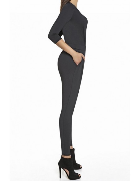 Czarny kombinezon damski długi Bas Bleu Violetta 