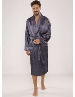 Bathrobe male satin with collar, De Lafense 940