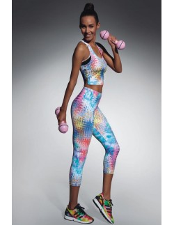 Legginsy sportowe damskie wzorzyste 3/4 Bas Bleu Tessera 70 