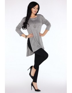 Bente tunika damska z długim rękawem szara, Merribel 1721 2