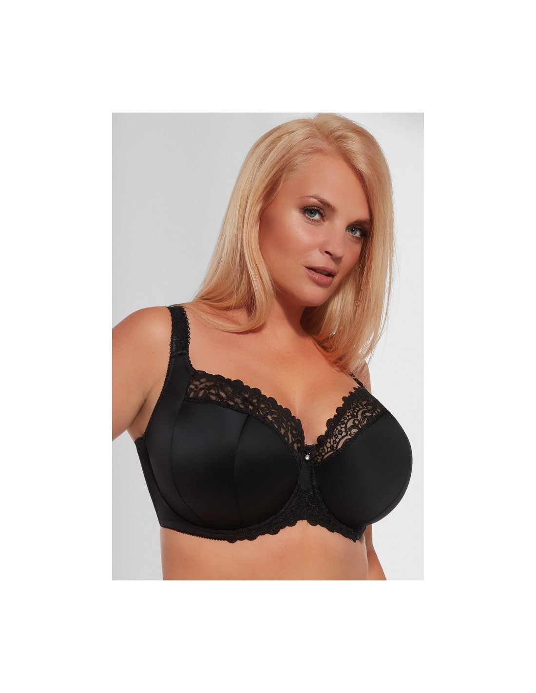 Cotton bra with adjustable straps - Black - Sz. 85E-115H