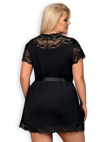 Peniuar black with short sleeve, Obsessive...