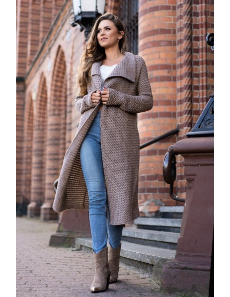 Mayamino kardigan damski długi z kołnierzem...