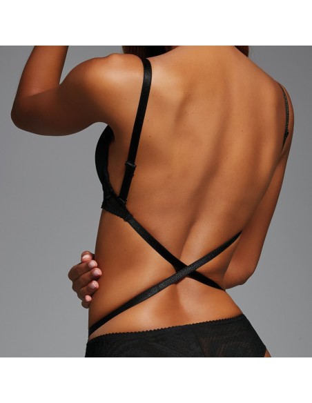 Stanik zapinany na brzuchu Krisline Fortuna czarny brassiere multi comfort