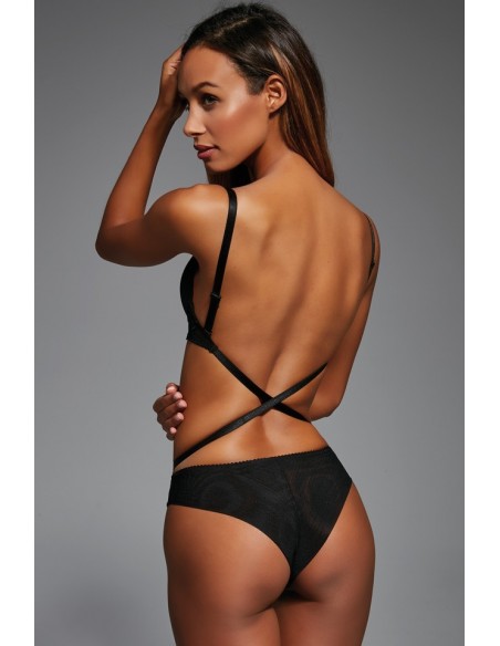 Stanik zapinany na brzuchu Krisline Fortuna czarny brassiere multi comfort