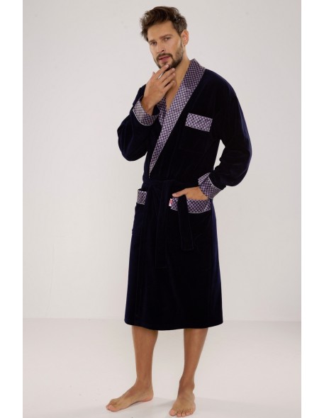 Bonjur szlafrok męski długi z kołnierzem, De...