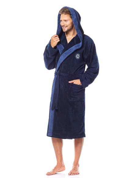 Szlafrok męski ciepły z kapturem L&L George 