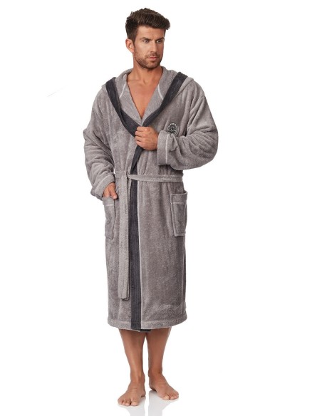 Szlafrok męski ciepły z kapturem L&L George 