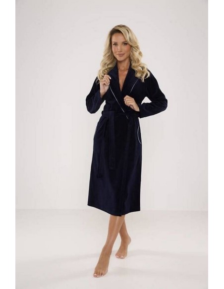Lydie welur bathrobe ladies' with collar s-2xl, De Lafense 389