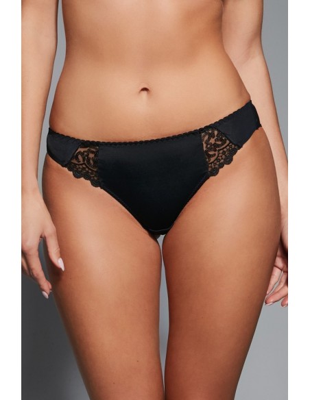 Figi damskie Krisline Betty czarne z delikatną koronką