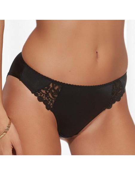 Figi damskie Krisline Betty czarne z delikatną koronką