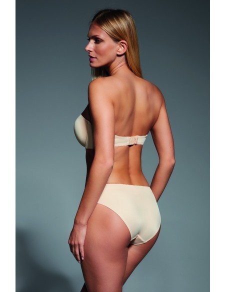 Figi damskie Krisline Fortuna beżowe, z delikatnym haftem