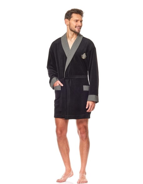 Bathrobe male welurowy short L&L 9101 BJ