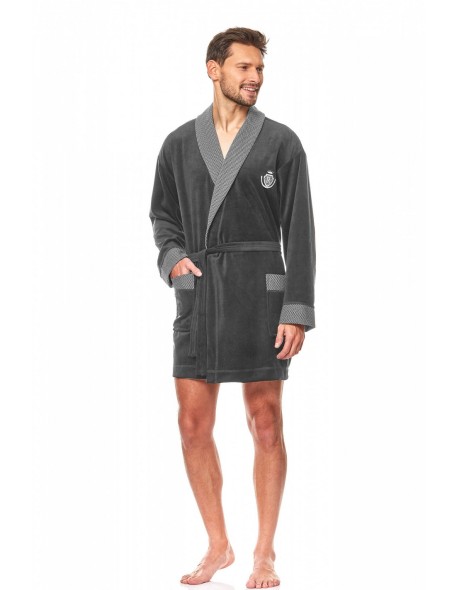 Bathrobe male welurowy short L&L 9101 BJ