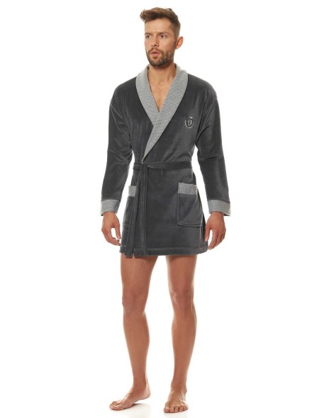 Bathrobe male welurowy short L&L 9101 BJ