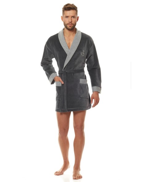 Bathrobe male welurowy short L&L 9101 BJ