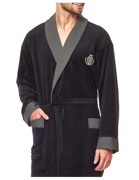 Bathrobe male welurowy short L&L 9101 BJ