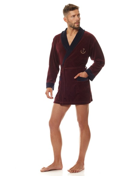 Bathrobe male welurowy short L&L 9101 BJ