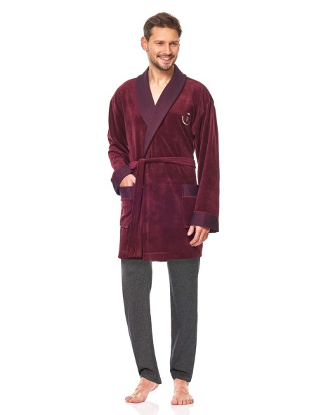 Bathrobe male welurowy short L&L 9101 BJ