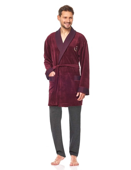 Szlafrok męski welurowy krótki L&L 9101 BJ 