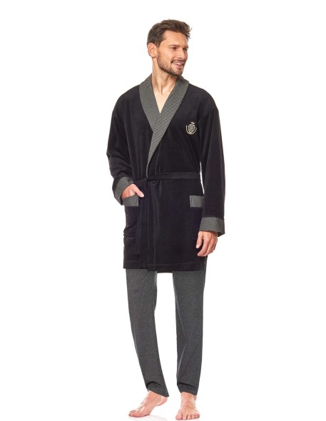 Bathrobe male welurowy short L&L 9101 BJ