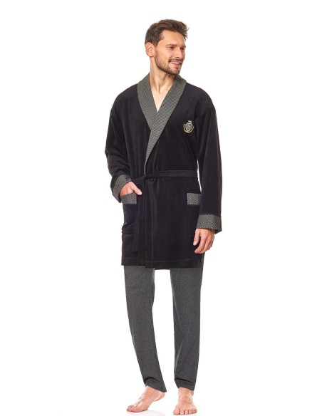 Bathrobe male welurowy short L&L 9101 BJ