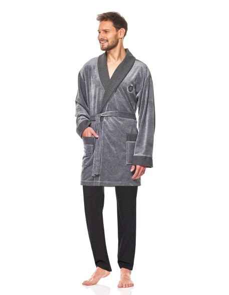 Bathrobe male welurowy short L&L 9101 BJ