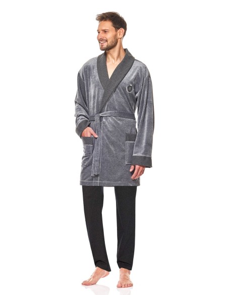 Bathrobe male welurowy short L&L 9101 BJ