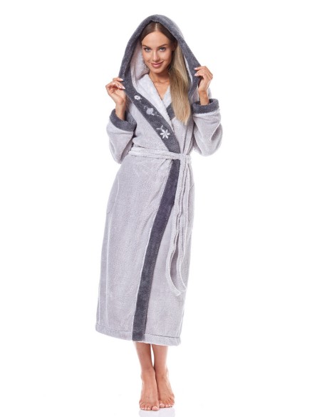 Bathrobe ladies' ciepły long with hood L&L HFT 9145