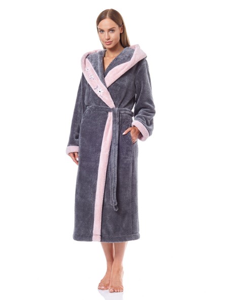 Bathrobe ladies' ciepły long with hood L&L HFT...