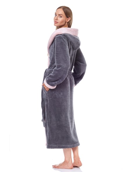 Bathrobe ladies' ciepły long with hood L&L HFT...