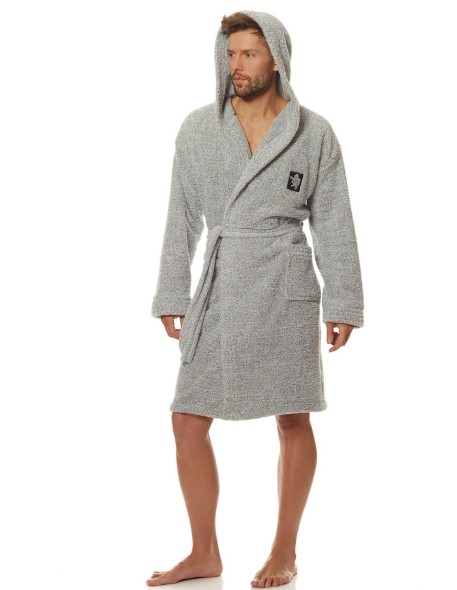 Szlafrok męski ciepły z kapturem L&L Bruce 