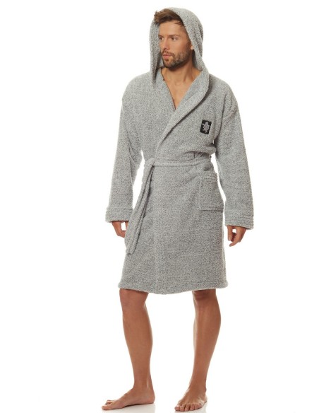 Szlafrok męski ciepły z kapturem L&L Bruce 