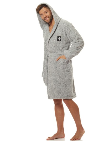 Szlafrok męski ciepły z kapturem L&L Bruce 