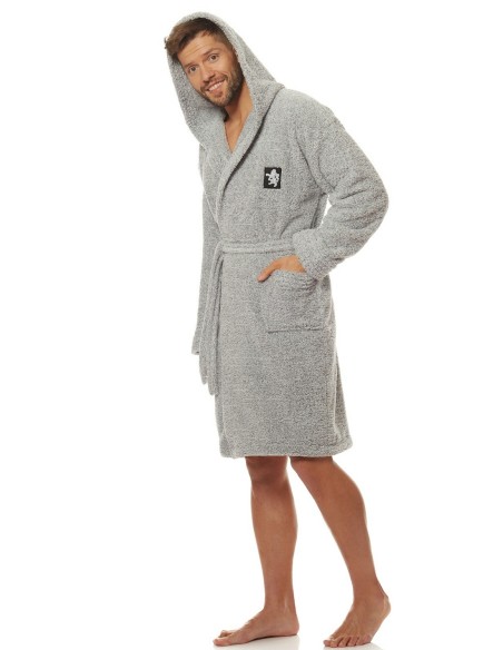 Szlafrok męski ciepły z kapturem L&L Bruce 