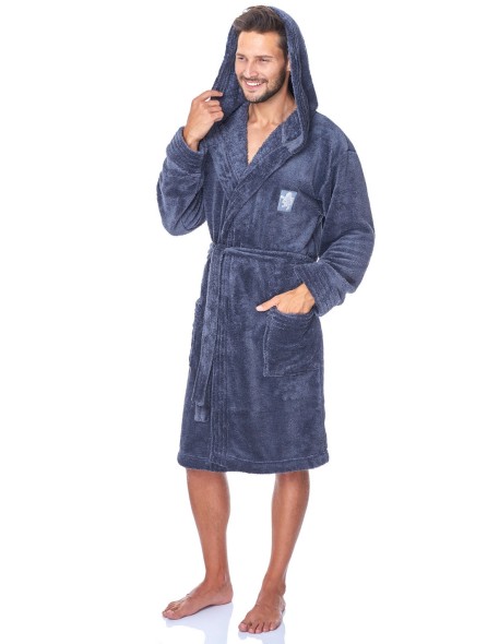 Szlafrok męski ciepły z kapturem L&L Bruce 