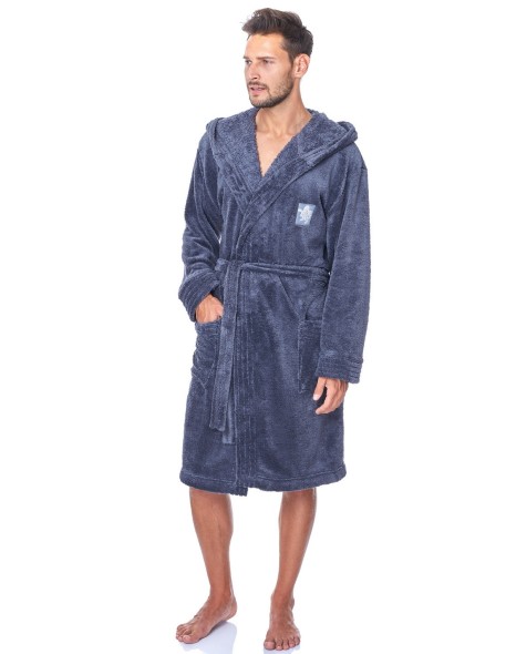 Szlafrok męski ciepły z kapturem L&L Bruce 