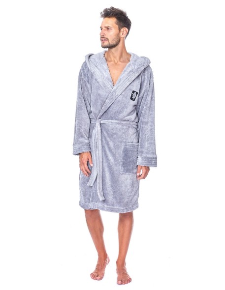 Szlafrok męski ciepły z kapturem L&L Bruce 