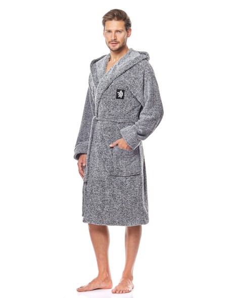 Szlafrok męski ciepły z kapturem L&L Bruce 
