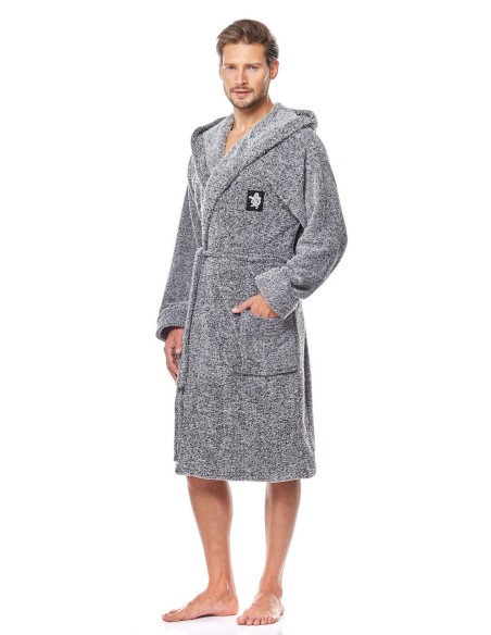Szlafrok męski ciepły z kapturem L&L Bruce 