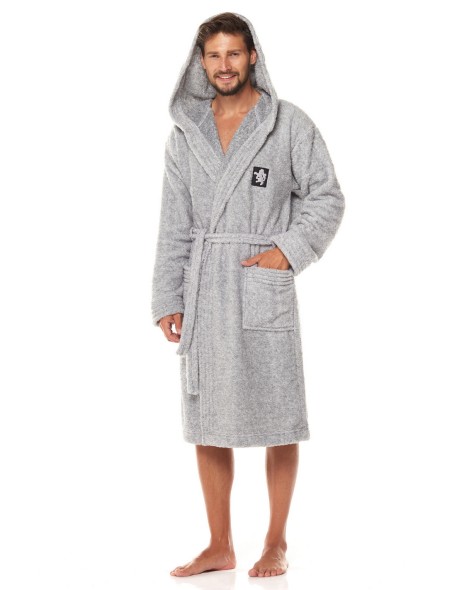 Szlafrok męski ciepły z kapturem L&L Bruce 
