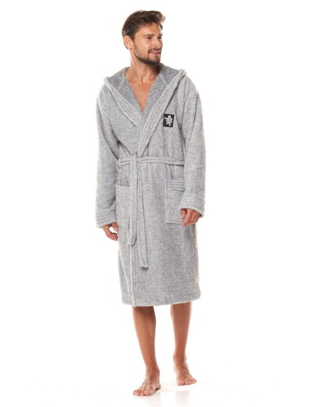 Szlafrok męski ciepły z kapturem L&L Bruce 