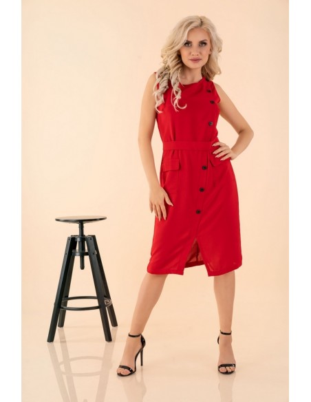 Eqalisa sukienka damska midi bez rękawów czerwona, Merribel d55