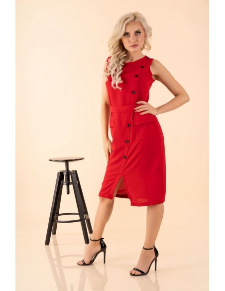 Eqalisa sukienka damska midi bez rękawów czerwona, Merribel d55