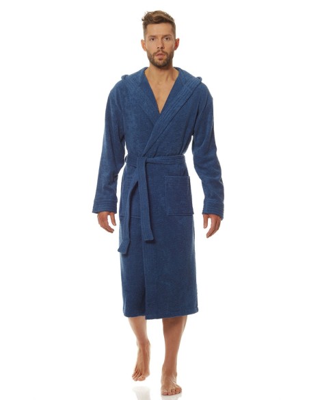 Szlafrok męski bawełniany z kapturem L&L 2104 