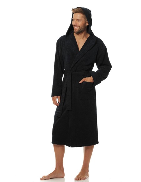 Szlafrok męski bawełniany z kapturem L&L 2104 